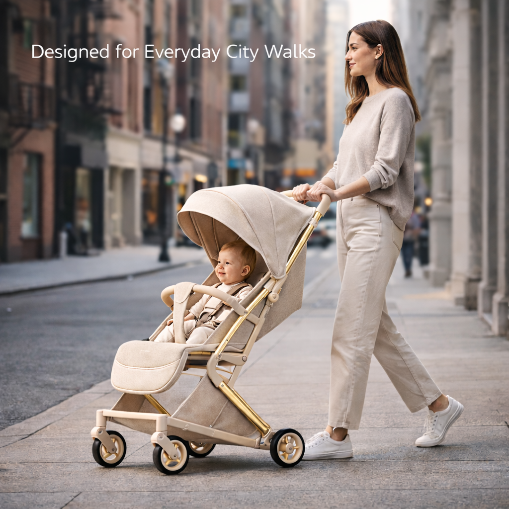 Jogging & Gliding Baby Stroller with Basket Under | Stroller for mall, doctor visit, flight, train, daily use | Stroller for 0 to 3 years | Adjustable recline