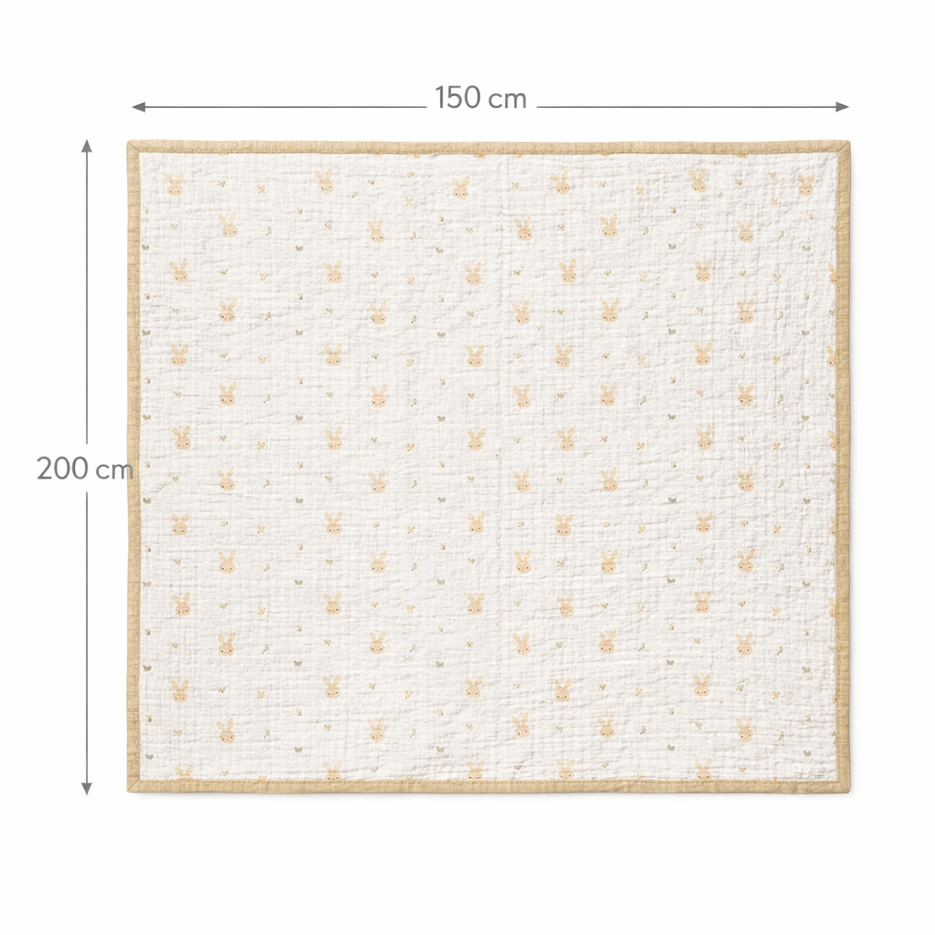 Brown Rabbit Print Muslin Blanket for Kids (150×200 cm) | Cozy & Breathable