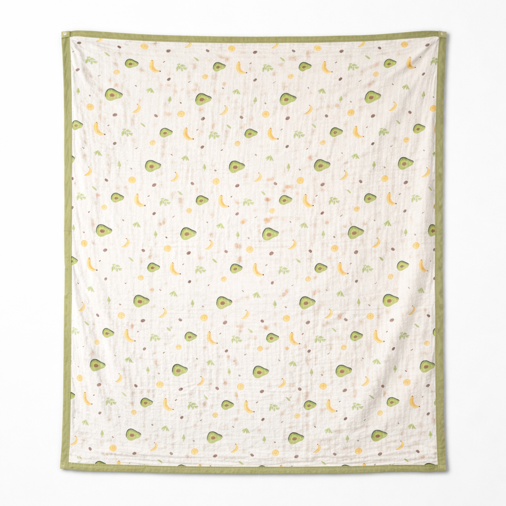 Avocado Print Muslin Blanket for Kids (150×200 cm) | Cozy & Breathable