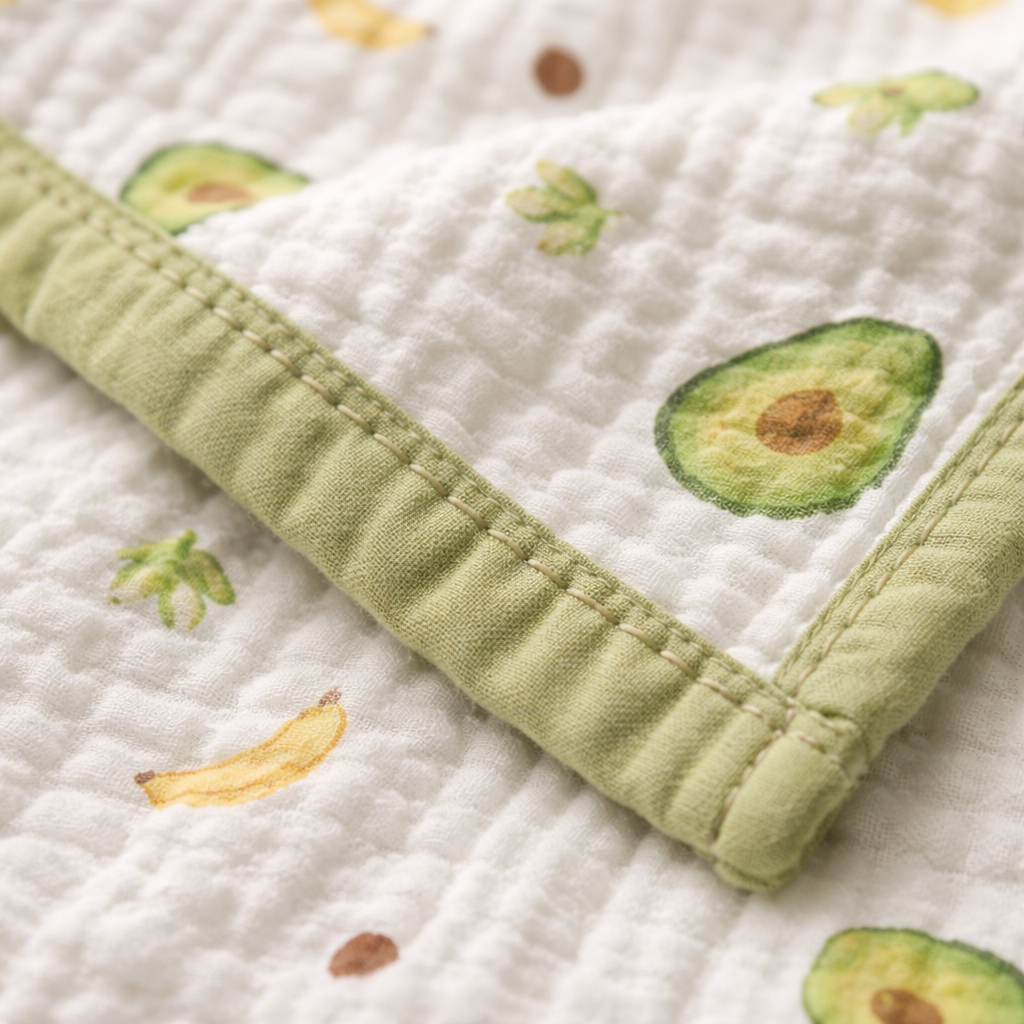 Avocado Print Muslin Blanket for Kids (150×200 cm) | Cozy & Breathable