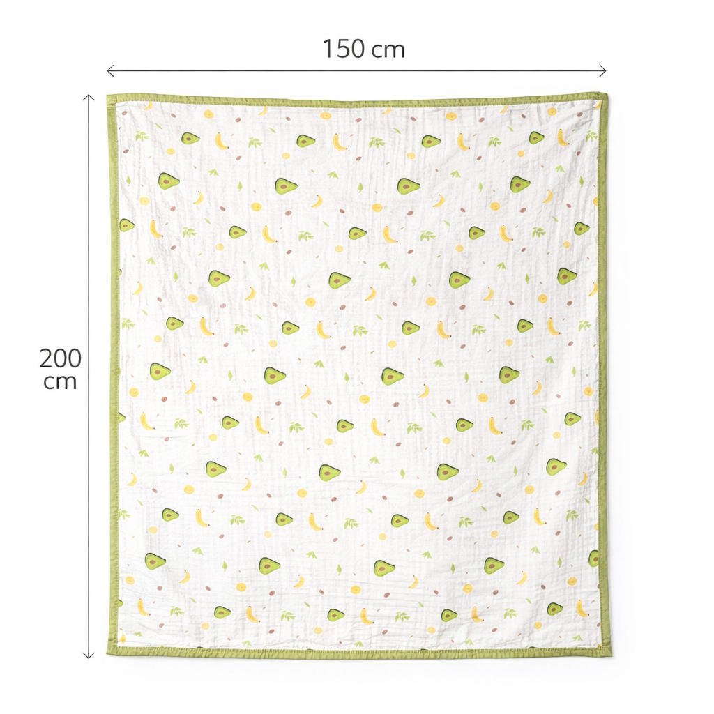 Avocado Print Muslin Blanket for Kids (150×200 cm) | Cozy & Breathable