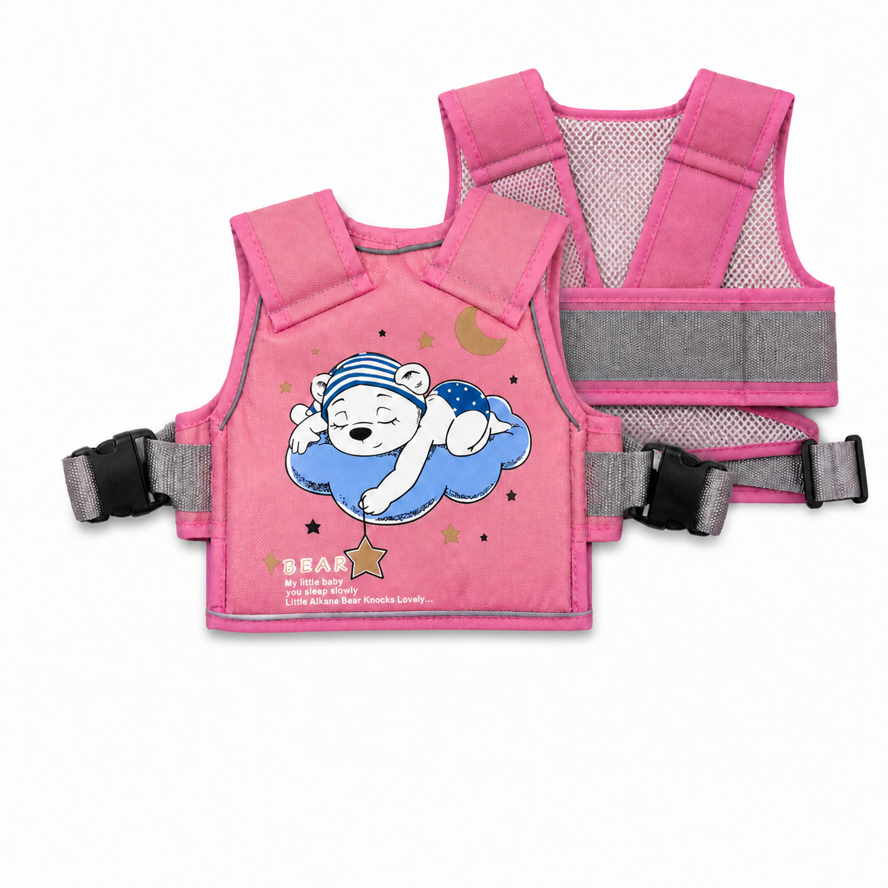 Pink Bear Kids Safety Belt for Two-Wheeler