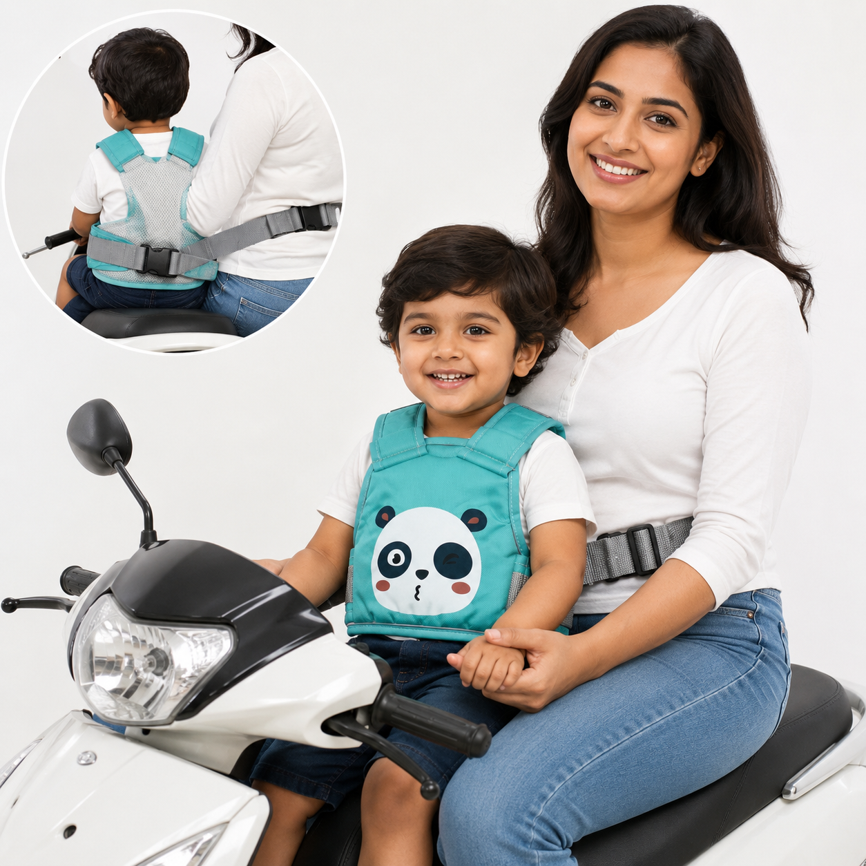 Green Koala Kids Safety Belt for Two-Wheeler