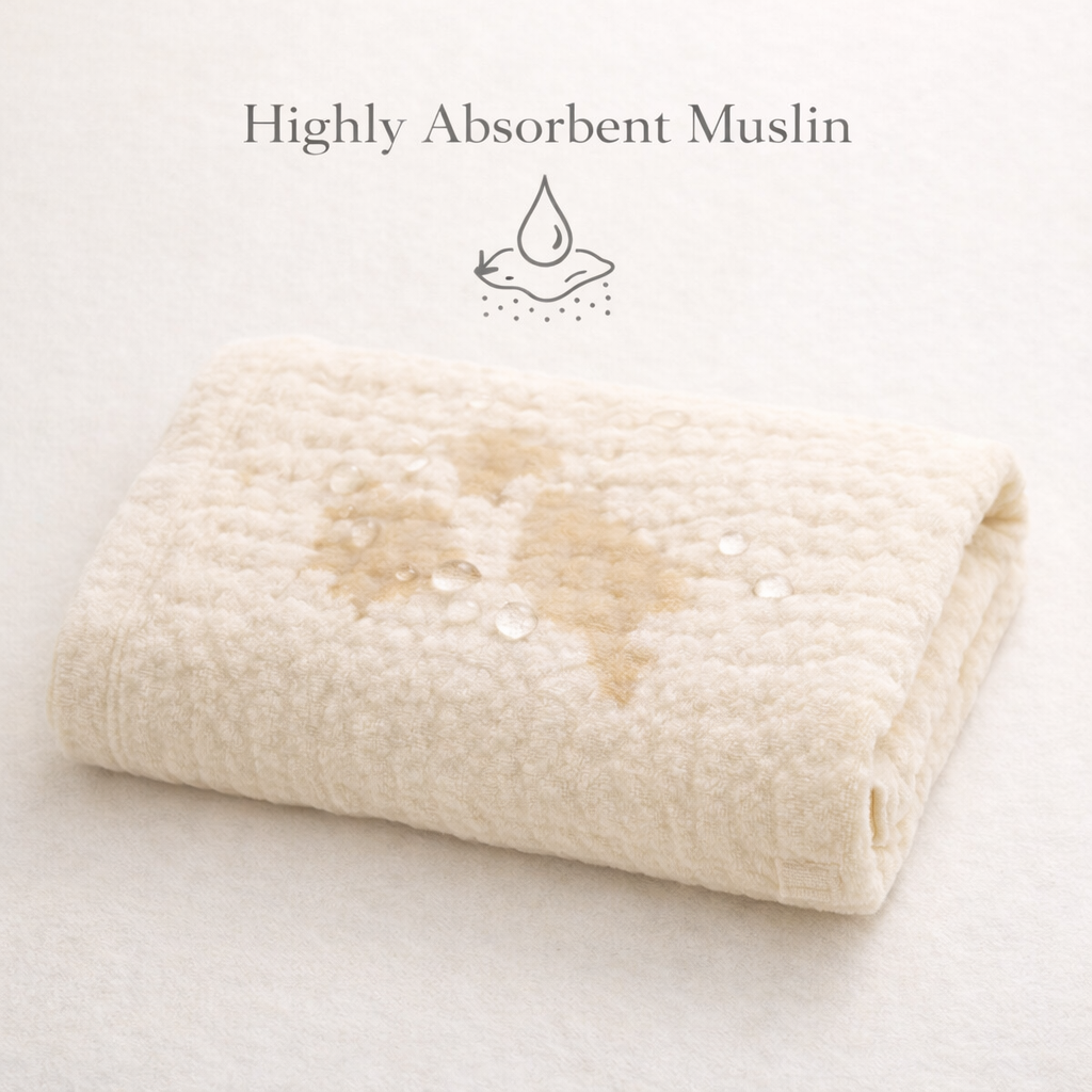 6 Layer Muslin-Cotton Solid Towel | Ultra Soft, Breathable & Skin-Friendly Baby Blanket | All-Season Use for Toddlers & Kids | 80x150 cm