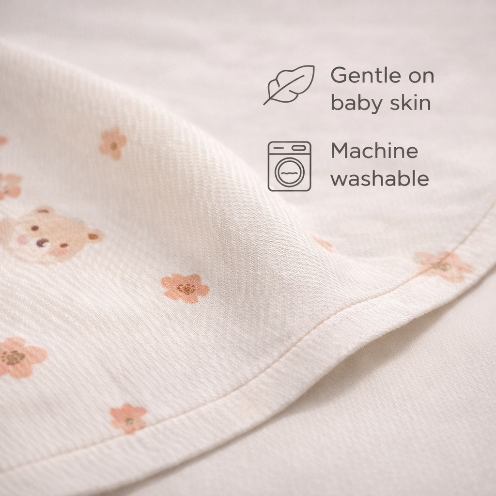 Bear Pattern Bamboo Fibre Ultra-Thin Baby Swaddle Blankets | 110 x 110 cm