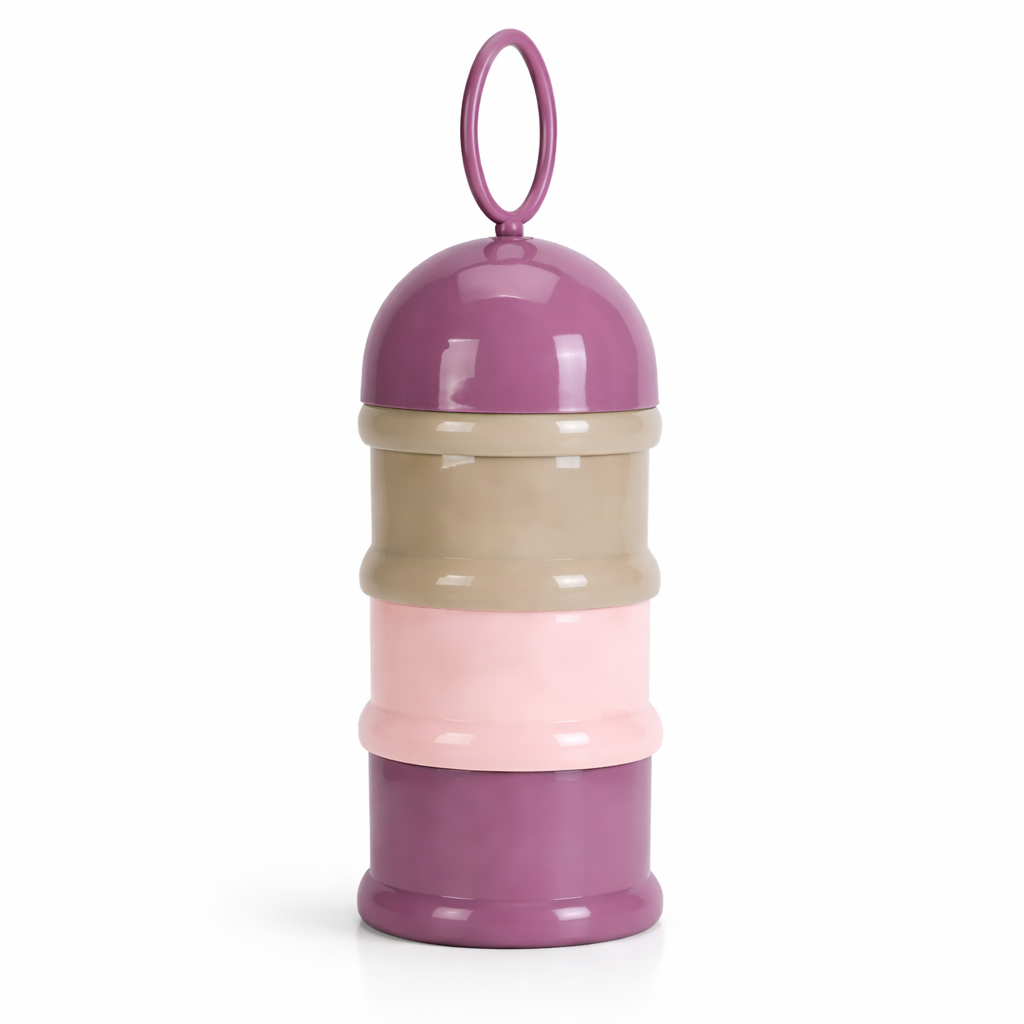 3 Layer Milk Cute Bear Portable Baby Food Milk Powder Storage Bottle Milk and Food Container, Microwavable Baby Food Box - Multicolour