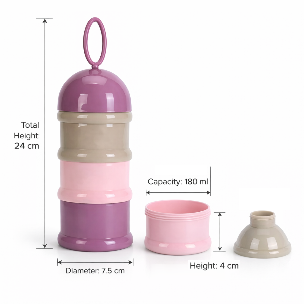3 Layer Milk Cute Bear Portable Baby Food Milk Powder Storage Bottle Milk and Food Container, Microwavable Baby Food Box - Multicolour