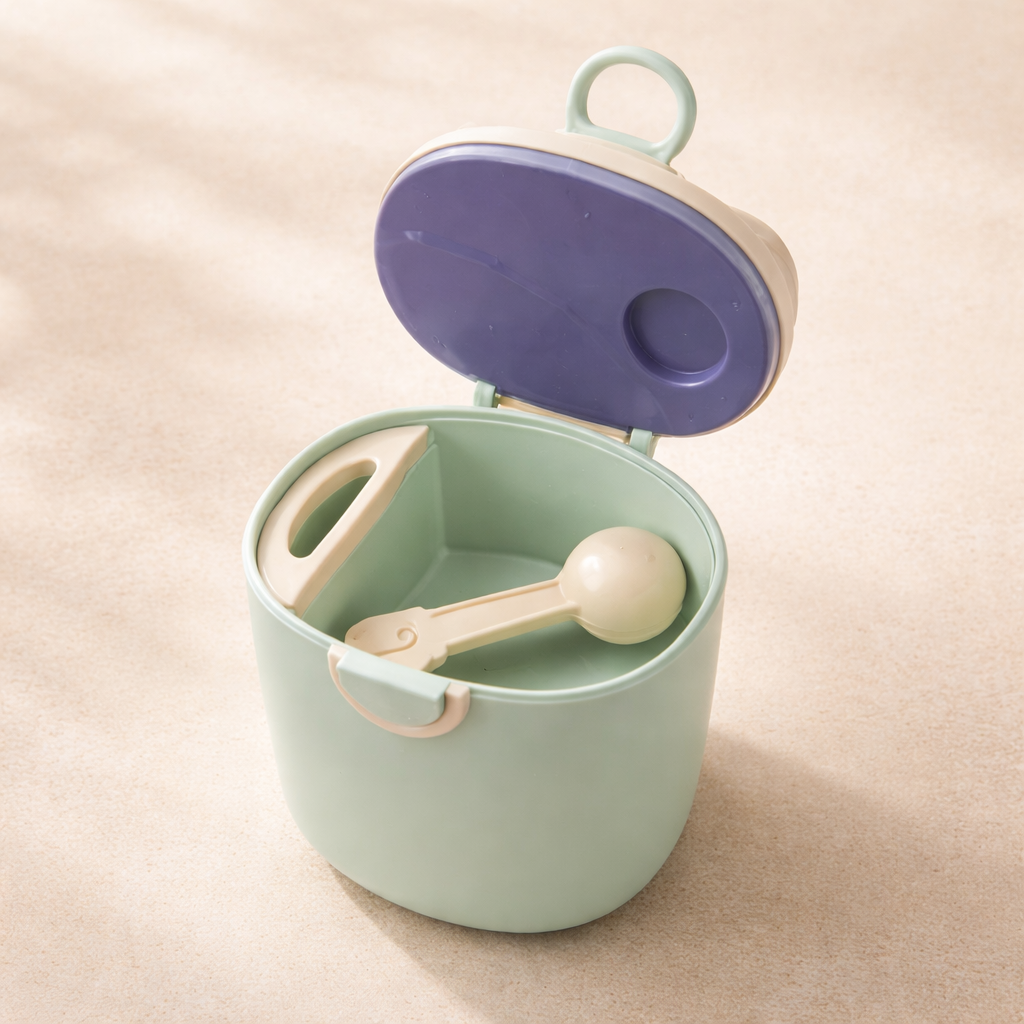 Baby Formula / Powder Storage Container (200 ml) with Airtight Lid + Built-in Spoon | Travel Friendly | Leak Proof