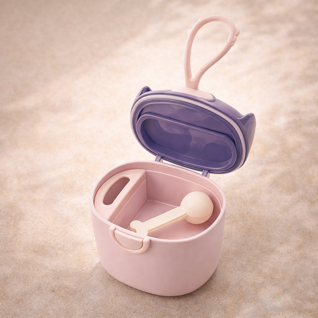 Baby Formula / Powder Storage Container (200 ml) with Airtight Lid + Built-in Spoon | Travel Friendly | Leak Proof