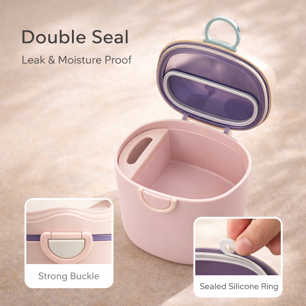 Baby Formula / Powder Storage Container (200 ml) with Airtight Lid + Built-in Spoon | Travel Friendly | Leak Proof