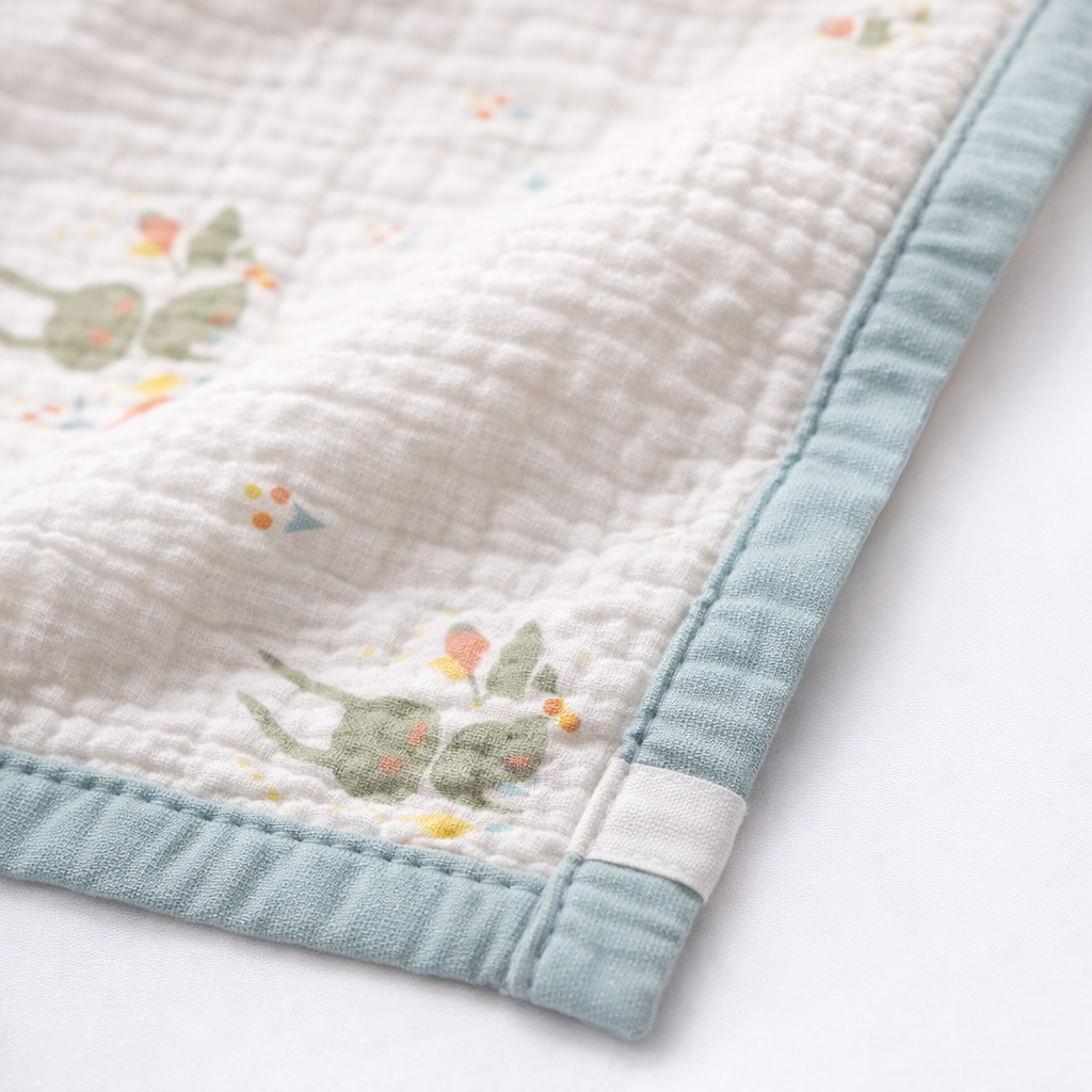 Green Rabbit Print Muslin Blanket for Kids (150×200 cm) | Cozy & Breathable