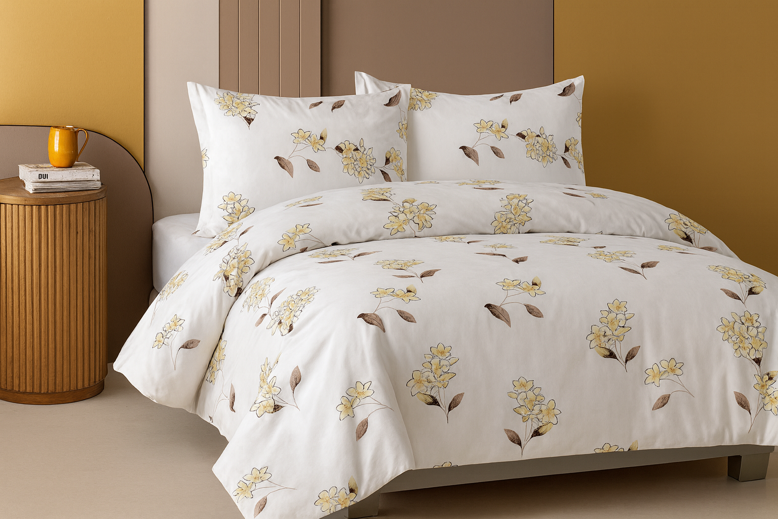 Pure Cotton Satin Bedsheet for King Size Bed | 1 Bedsheets (108x108Inches) with 2 Pillow Covers | 186 TC Bedsheet