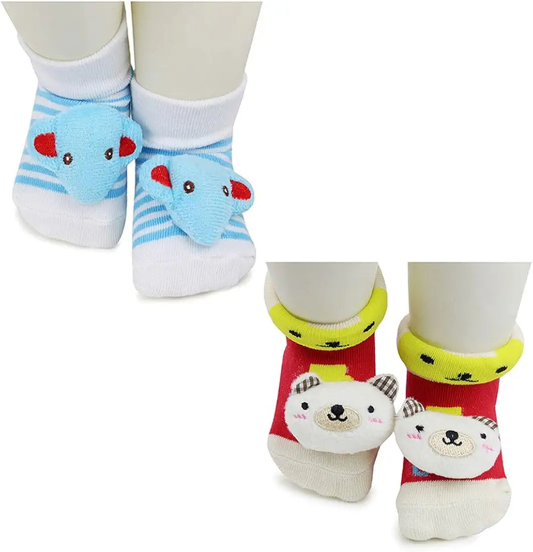 Cotton Anti-Skid Crawling Socks for Babies (Pack of 2)