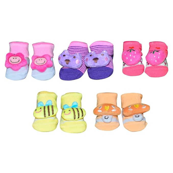 Cotton Anti-Skid Crawling Socks for Babies (Pack of 5)