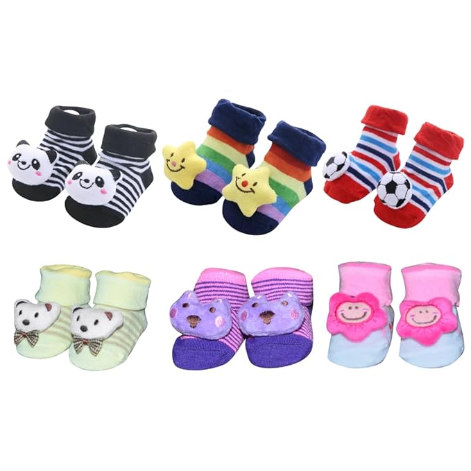 Cotton Anti-Skid Crawling Socks for Babies (Pack of 6)