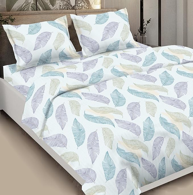 Cotton Bedsheet Double Bed Whispering Leaves