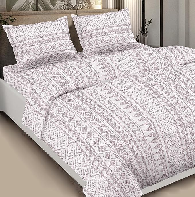 Cotton Bedsheet Double Bed in Charcoal Haze Print