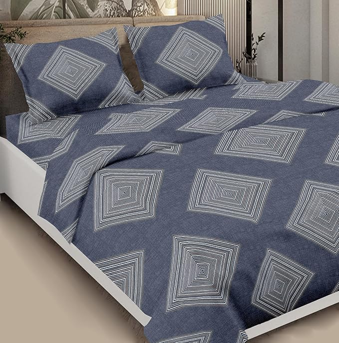 Echo Square Glaze Cotton Bedsheet for Double Bed