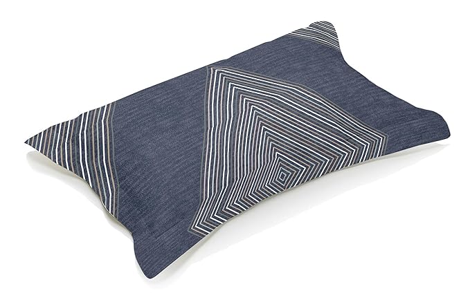 Echo Square Navy Blue Glaze Cotton Pillow Cover