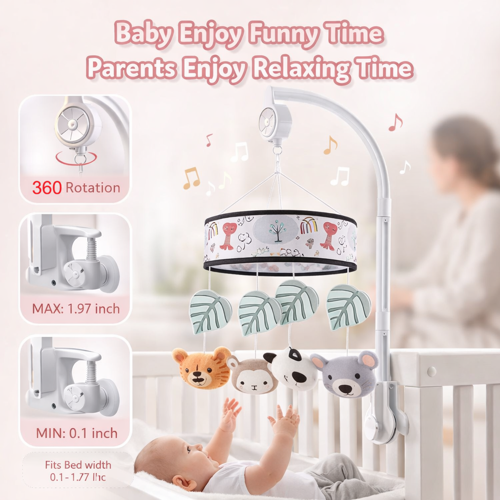 Baby Crib Hanging Toy with Music + 360° Rotation (Infant Circular - Crib Toy)