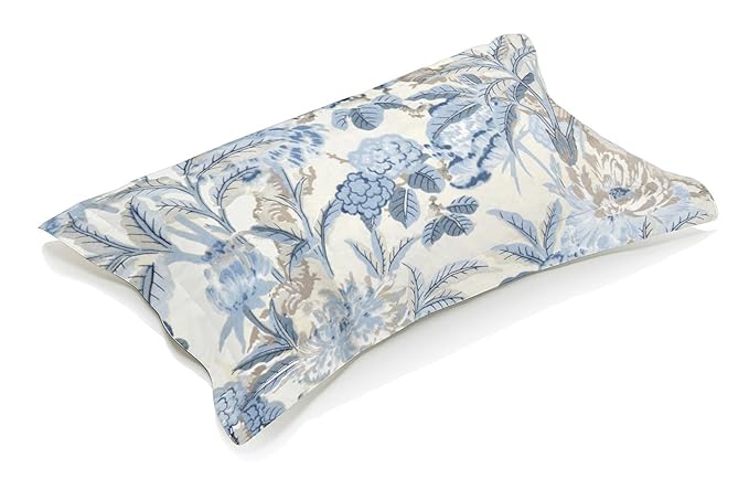 Floral-patterned pillow blue