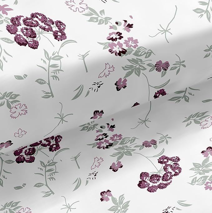 Floral Cotton Bedsheet Double Bed White Red