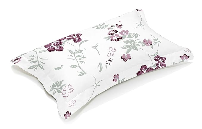 Floral Cotton Pillow Cover White Red