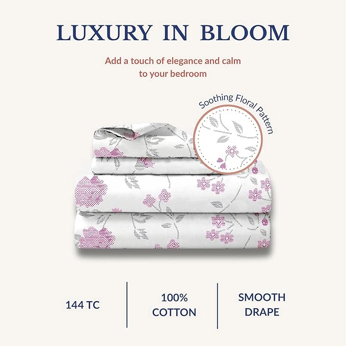 Folded bedsheet in floral design