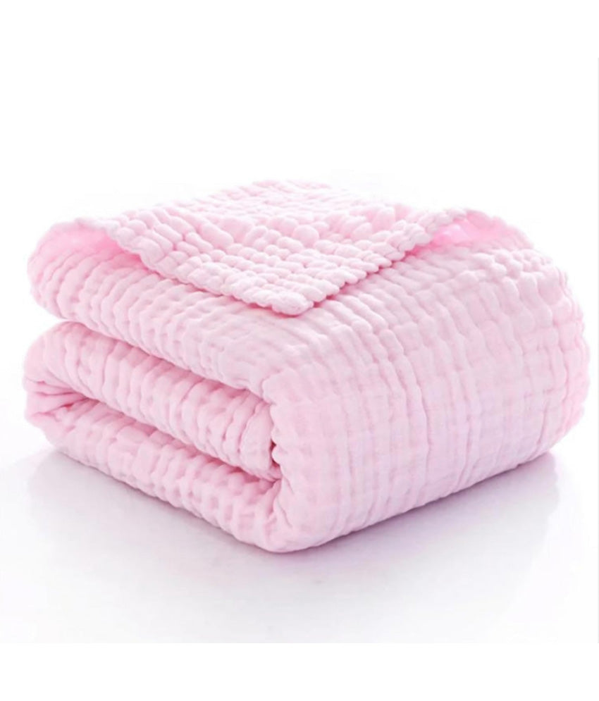 Folded pink color soft bath towel for baby