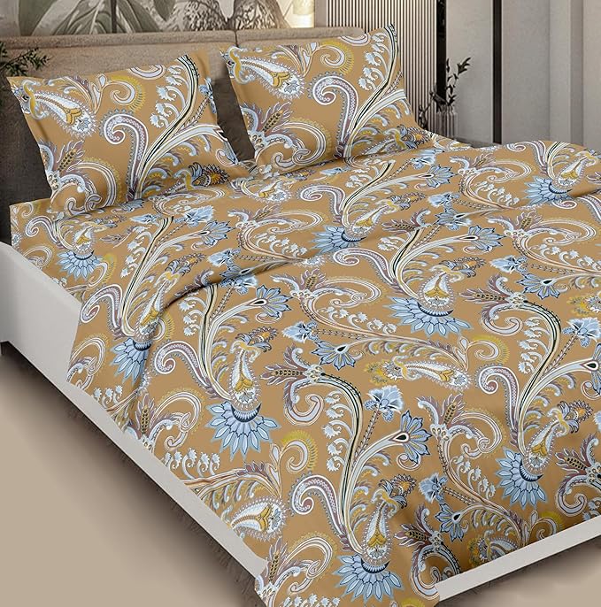 Glaze Cotton Bedsheet Marward Rangoli Brown Color