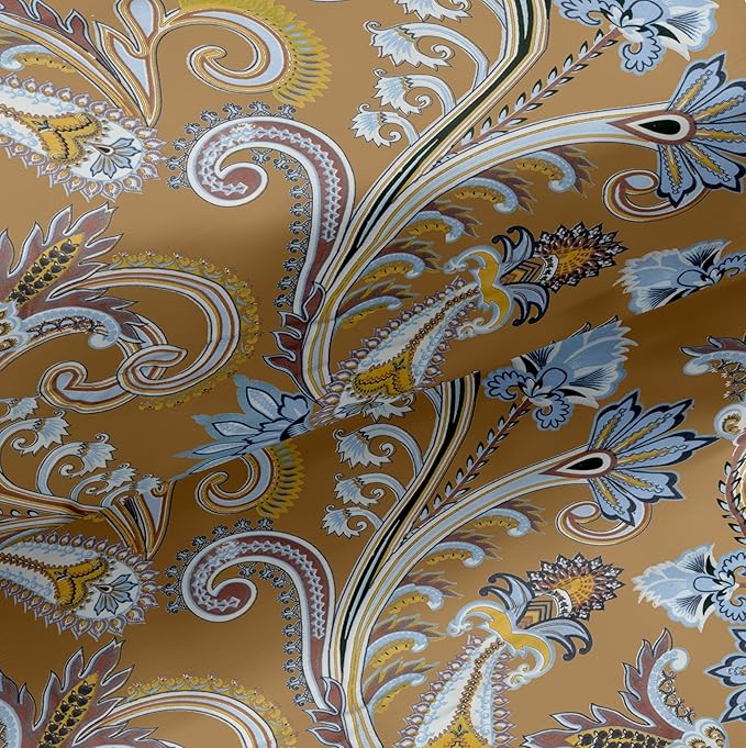 Glaze Cotton Double Bedsheet Marward Rangoli Brown Color