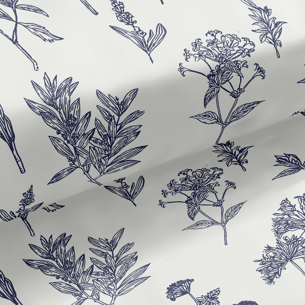 Glaze Cotton King Size Bedsheet Aquatic Blossoms White Blue