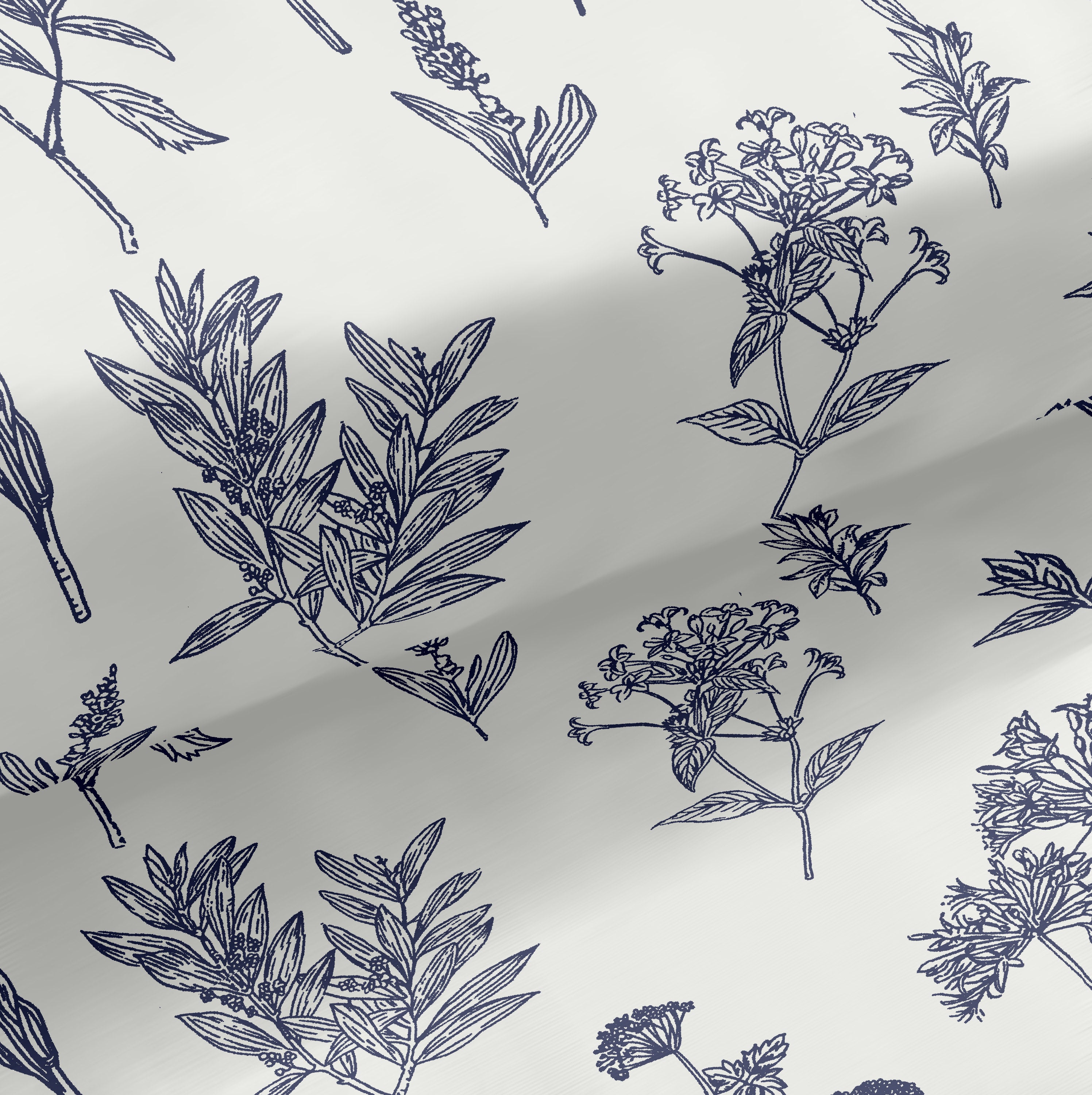 Glaze Cotton King Size Bedsheet Aquatic Blossoms White Blue