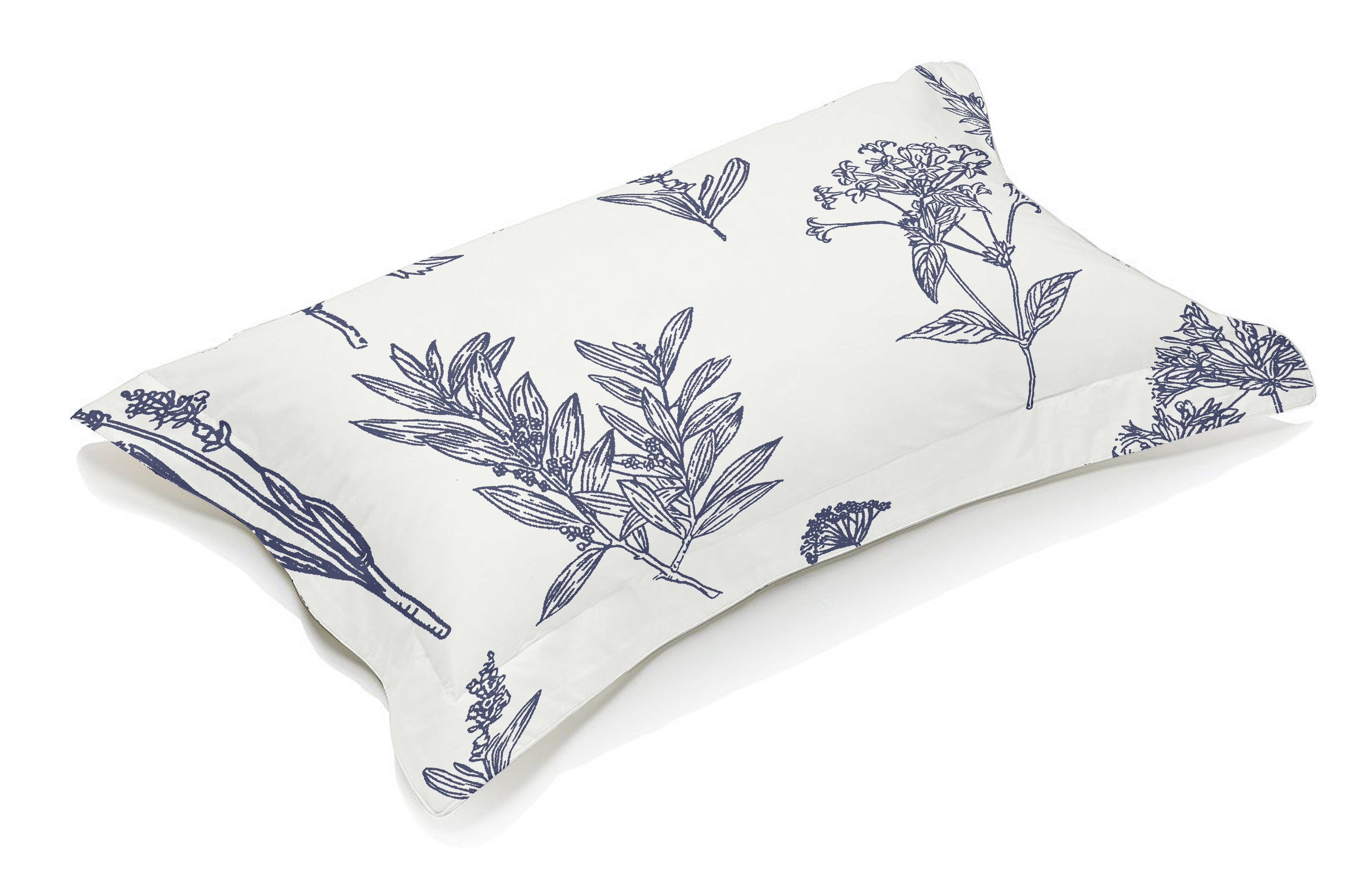 Glaze Cotton Pillow Cover Aquatic Blossoms White Blue