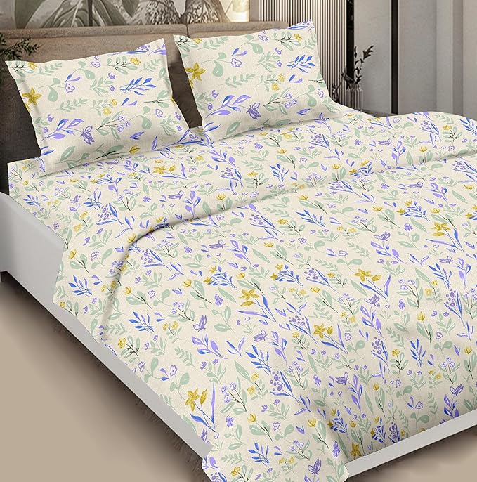 Lavender Fields Pistagreen Cotton Bedsheet