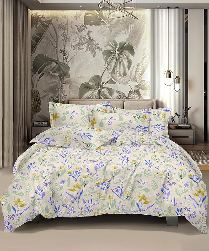 Lavender Fields Pistagreen Cotton Double Bedsheet