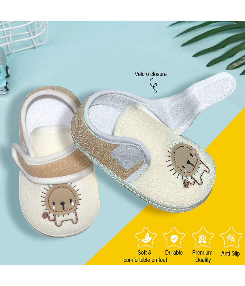 Lion Newborn Baby Booties - White