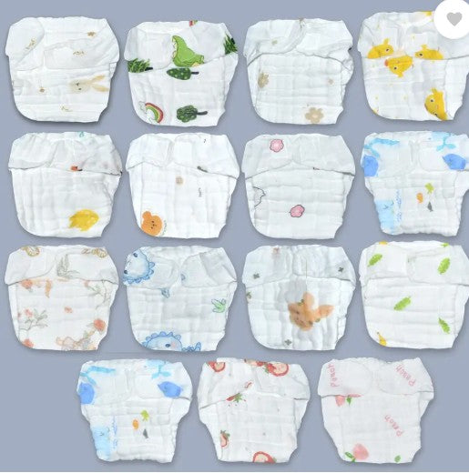 6 Layer Muslin Langot for Baby (Pack of 3) | 100% Pure Muslin | Extra Soft, Breathable & Reusable Cloth Nappy for Newborn Baby Girl & Boy (S, M, L)