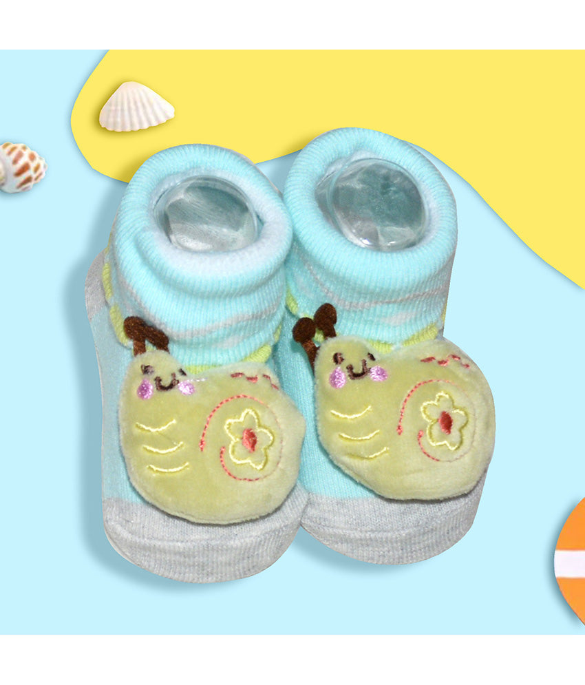 Pair of baby socks with snail design