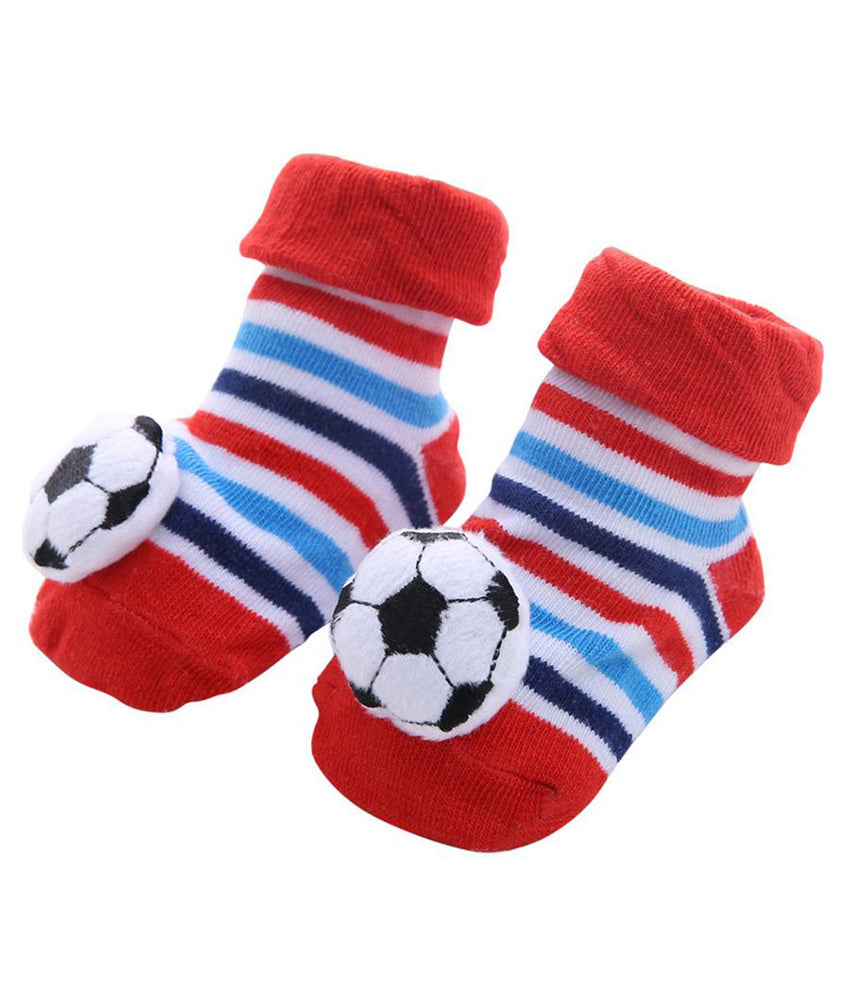 Pair of baby socks with soccer ball design