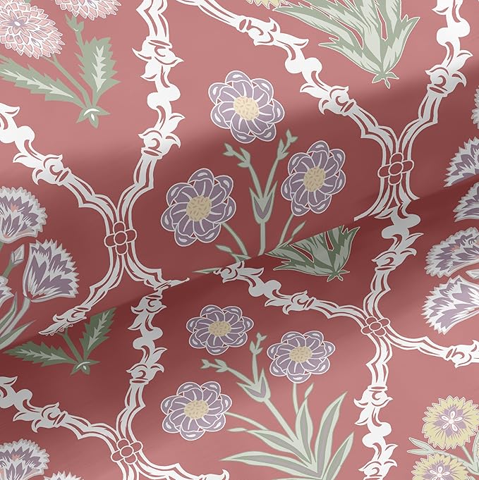 Peony Paradise Coral Glaze Cotton Bedsheet