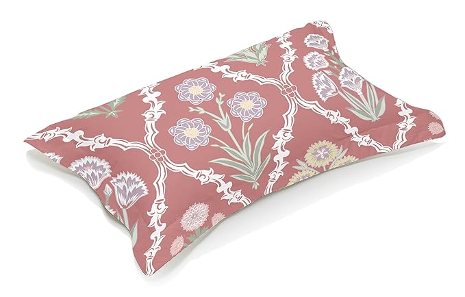 Peony Paradise Coral Glaze Cotton Pillow Cover