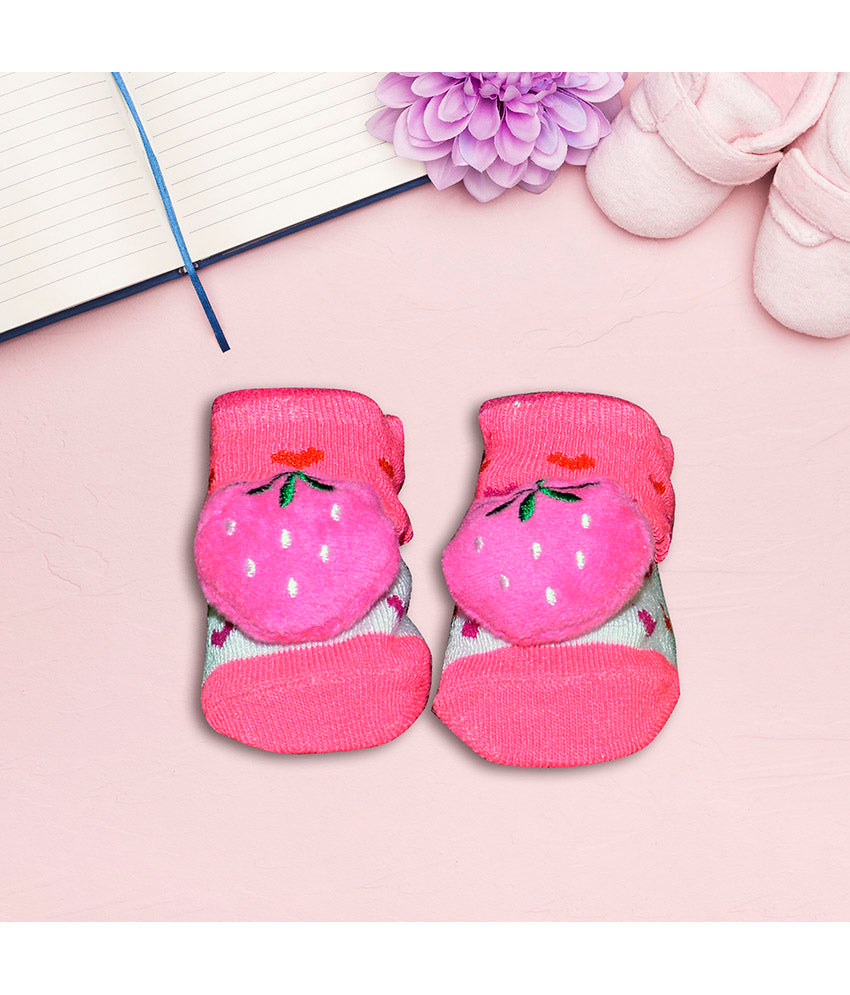 Pink socks strawberry design