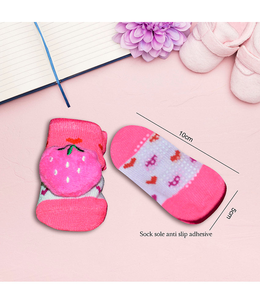 Pink socks strawberry design dimensions