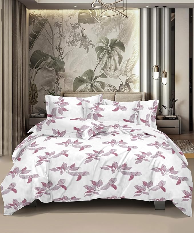 Pure Cotton Aesthetic Bedsheet White Pink