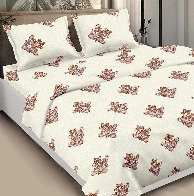 Regal Damask Cotton Double Bedsheet 