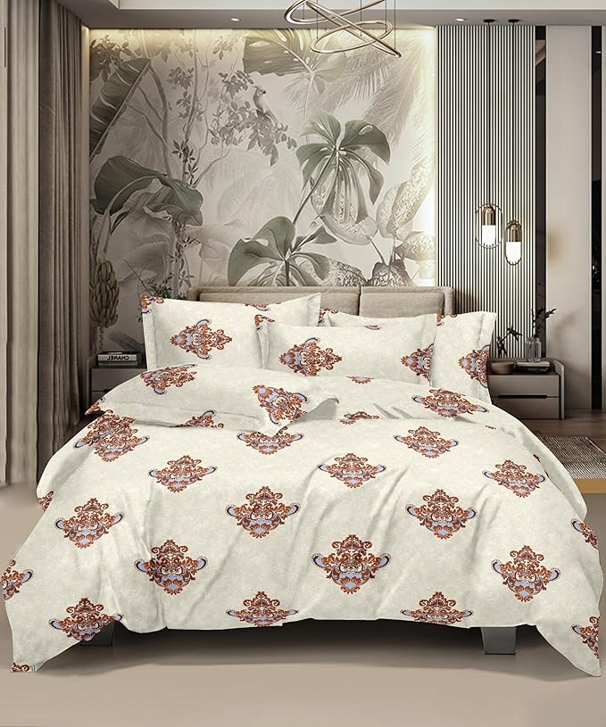 Regal Damask Premium Cotton Double Bedsheet 
