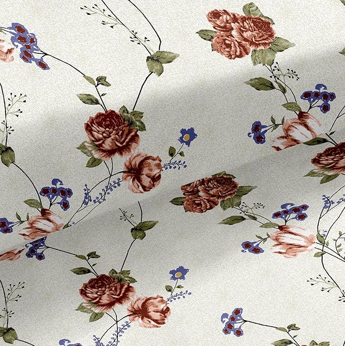 Romantic Garden Cream Cotton Double Bedsheet