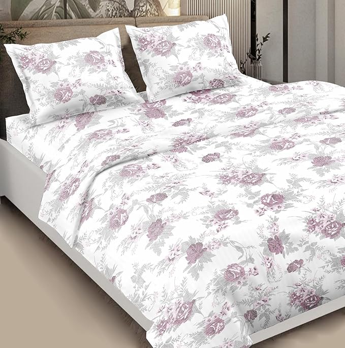 Satin Cotton White Bedsheet for Queen Bed
