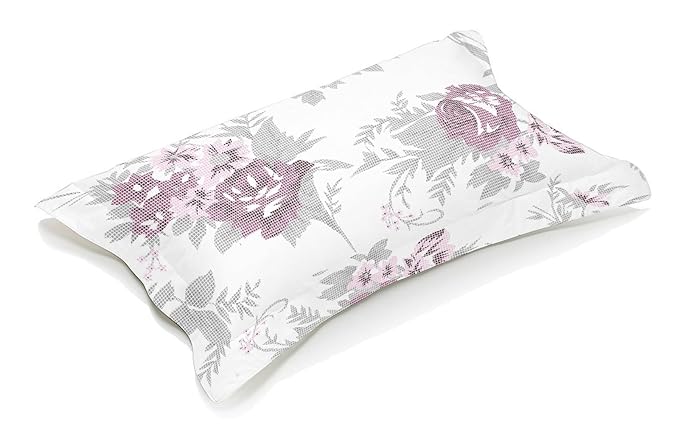 Satin Cotton White Pink Pillow Cover